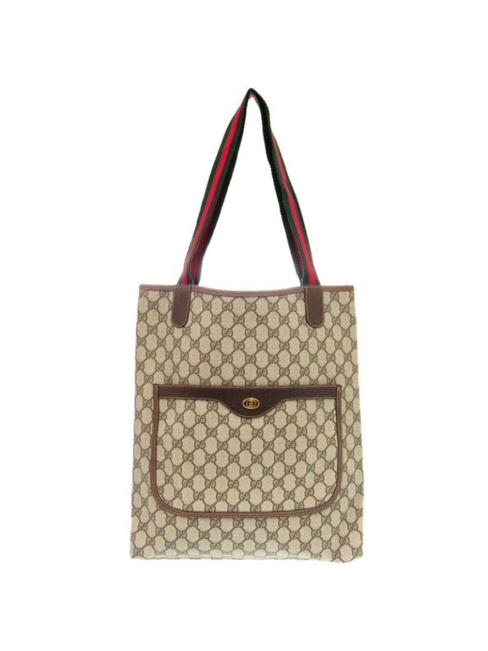 Gucci Vintage Sherry GG 39 002 4487 Canvas Beige Tote Bag 1656